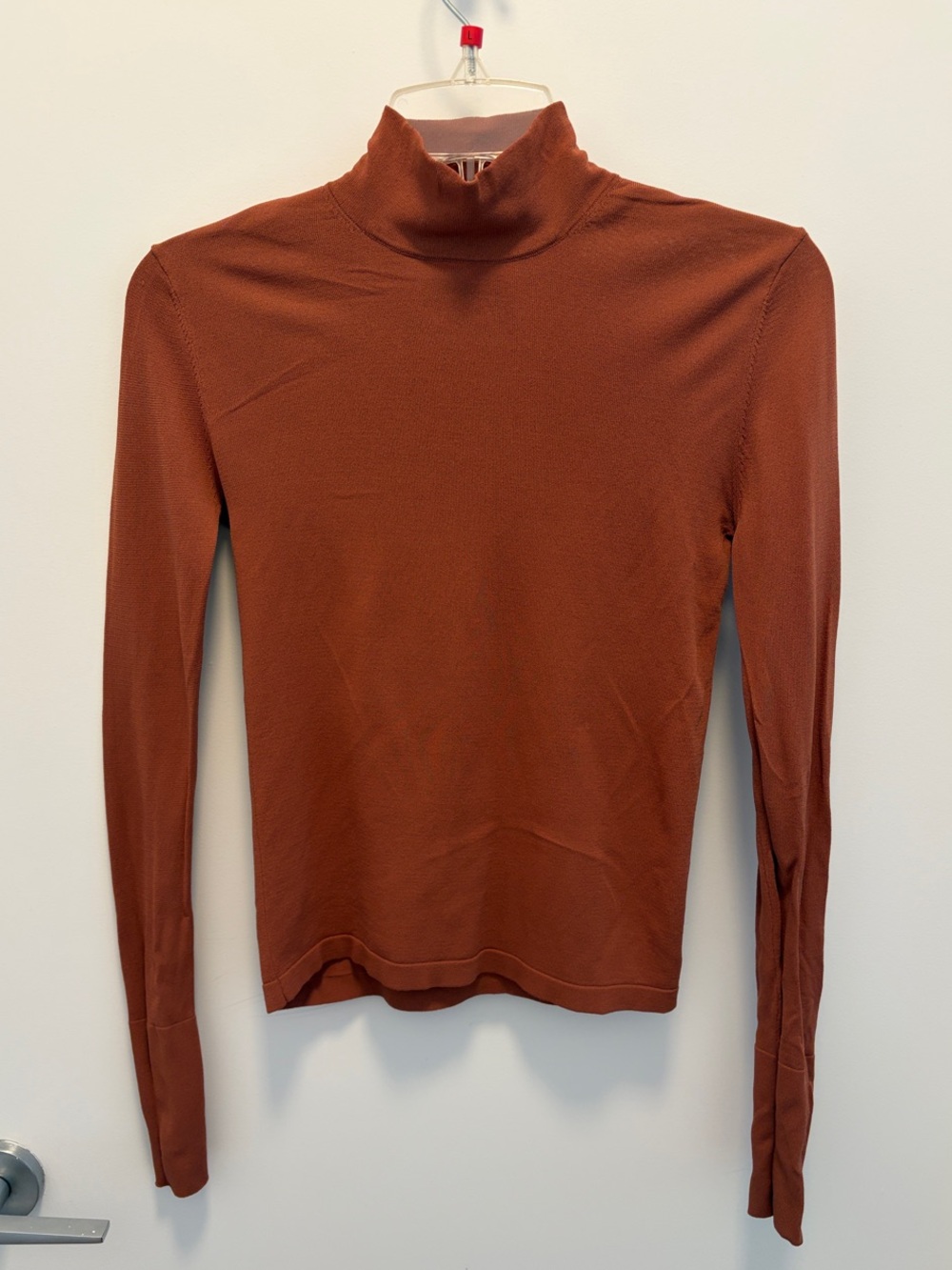 Zara Rust-Colored Slim Turtleneck Long Sleeve Top
